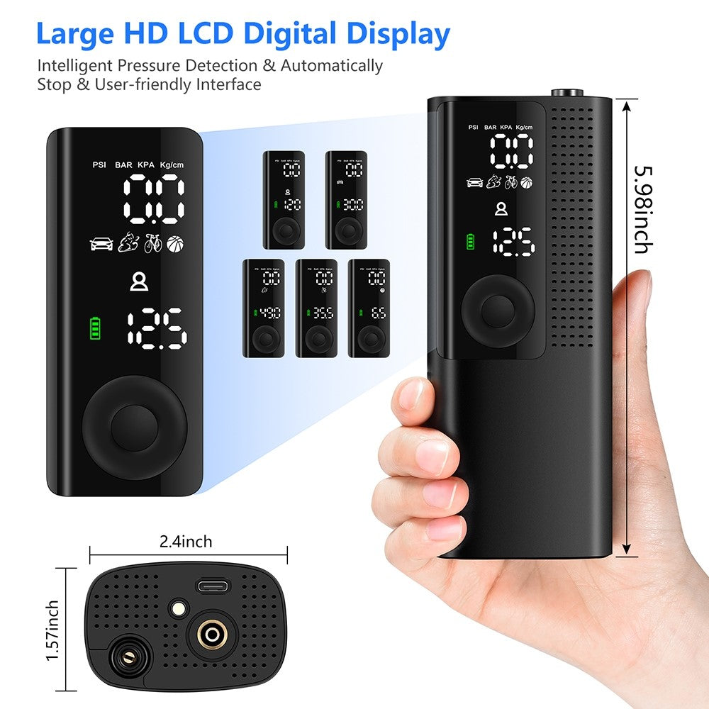 BP198 Multi-Function Digital Display Air Pump Portable Tire Inflator with LED Light BP198 Multi-Function Digital Display Air Pump Portable Tire Inflator with LED Light